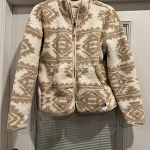 The North Face White and Tan Fleece Jacket